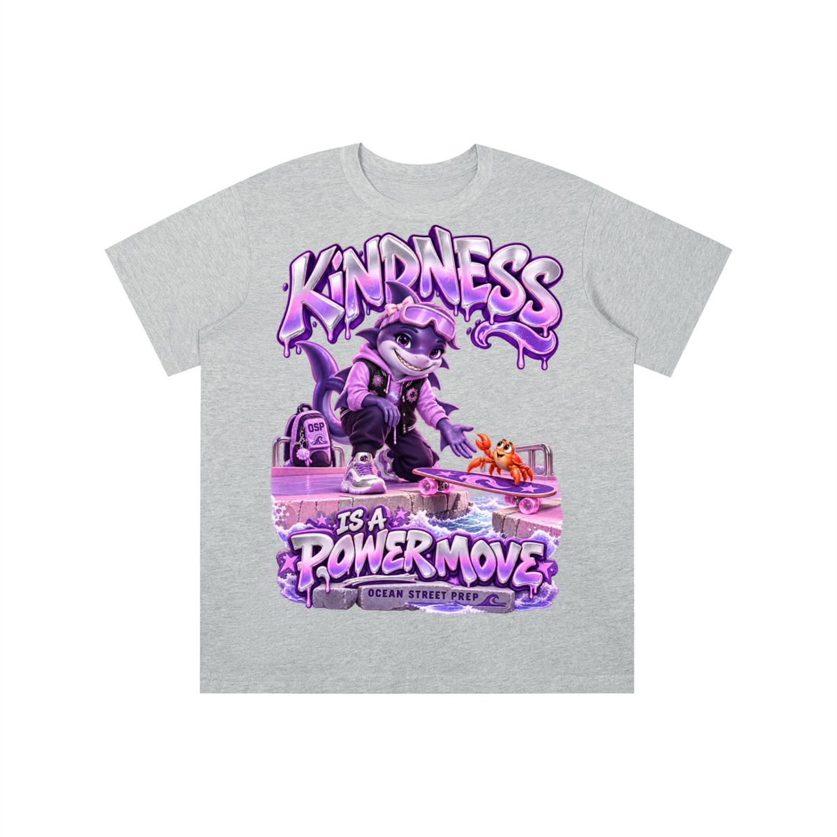 Ocean Street Prep™ Lil Violet Kindness Is a Power Move Graphic T-Shirt - Youth Unisex Tee