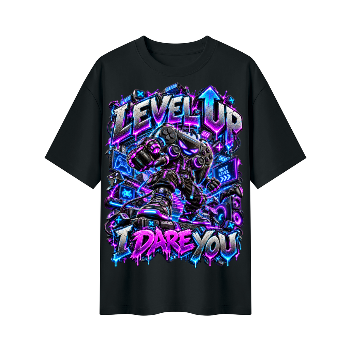 StepYahGameUp™ Level Up I Dare You Oversized Graphic T-Shirt - Unisex