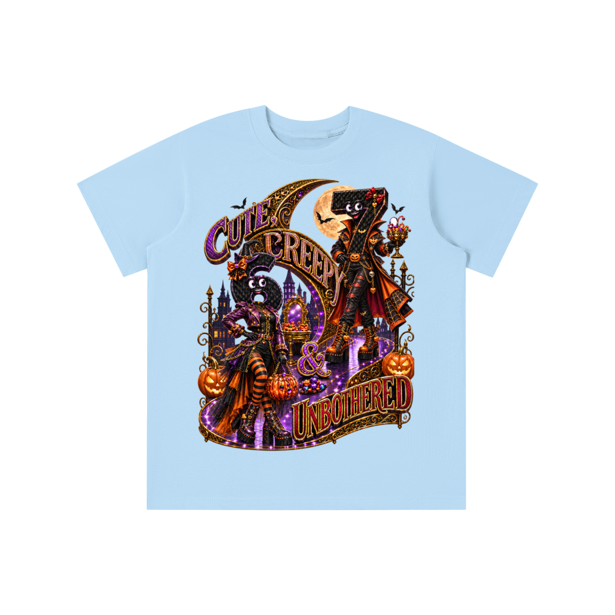 6-7 Street Mode™ Halloween Graphic T-Shirt - Cute, Creepy & Unbothered - Youth Unisex Tee