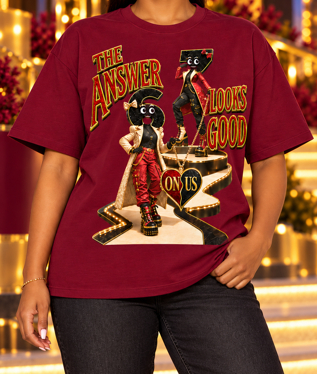 6-7 Street Mode™ The Answer Looks Good on Us Oversized Graphic T-Shirt - Unisex