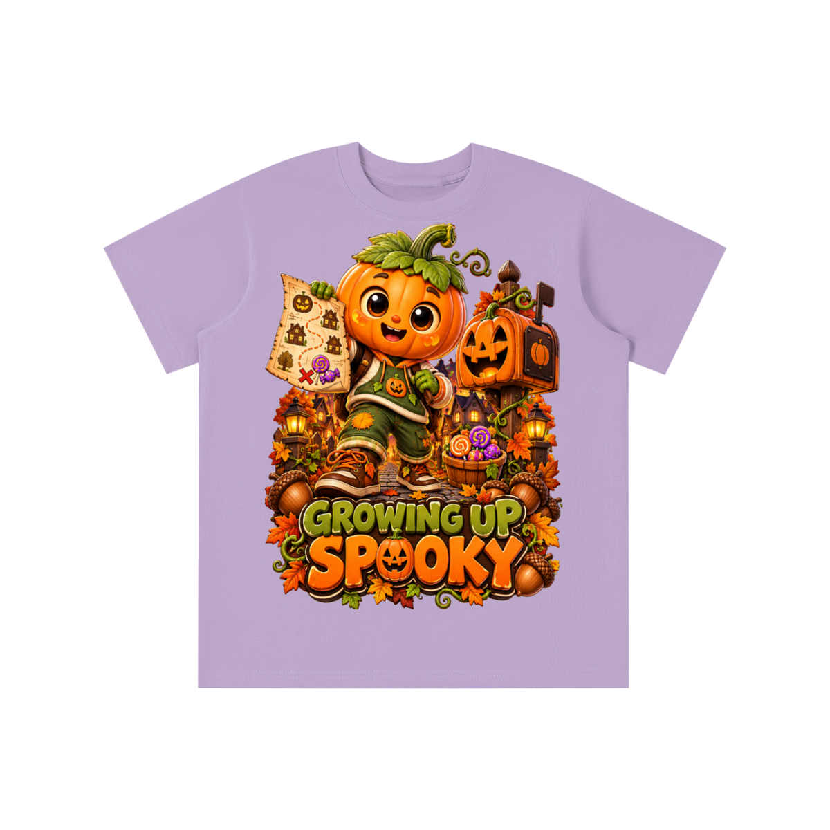 Halloween Pumpkin Kid Graphic T-Shirt - Growing Up Spooky - Youth Unisex Tee