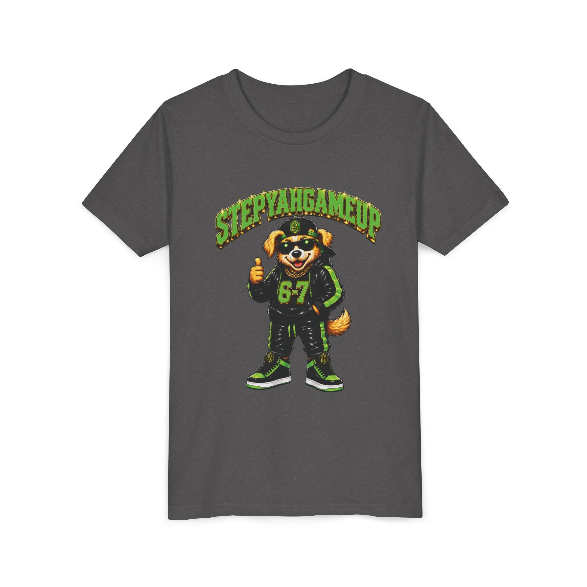 StepYahGameUp — SYGU Dog | 6-7 Green Edition | Unisex Youth Tee