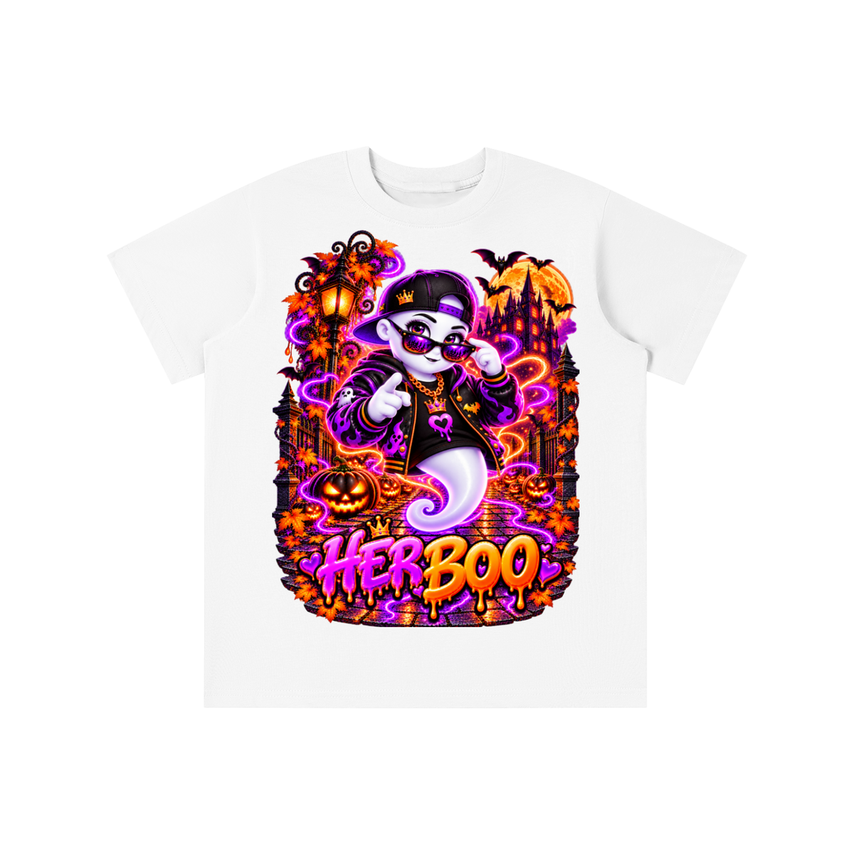 Halloween Her Boo Ghost Graphic T-Shirt - Youth Unisex Tee
