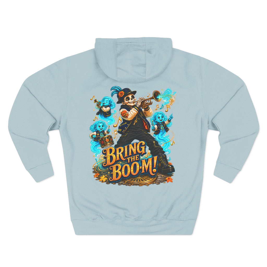 Brass, Boos & Good Vibes — Skeleton Brass Parade Halloween Hoodie | Adult Unisex