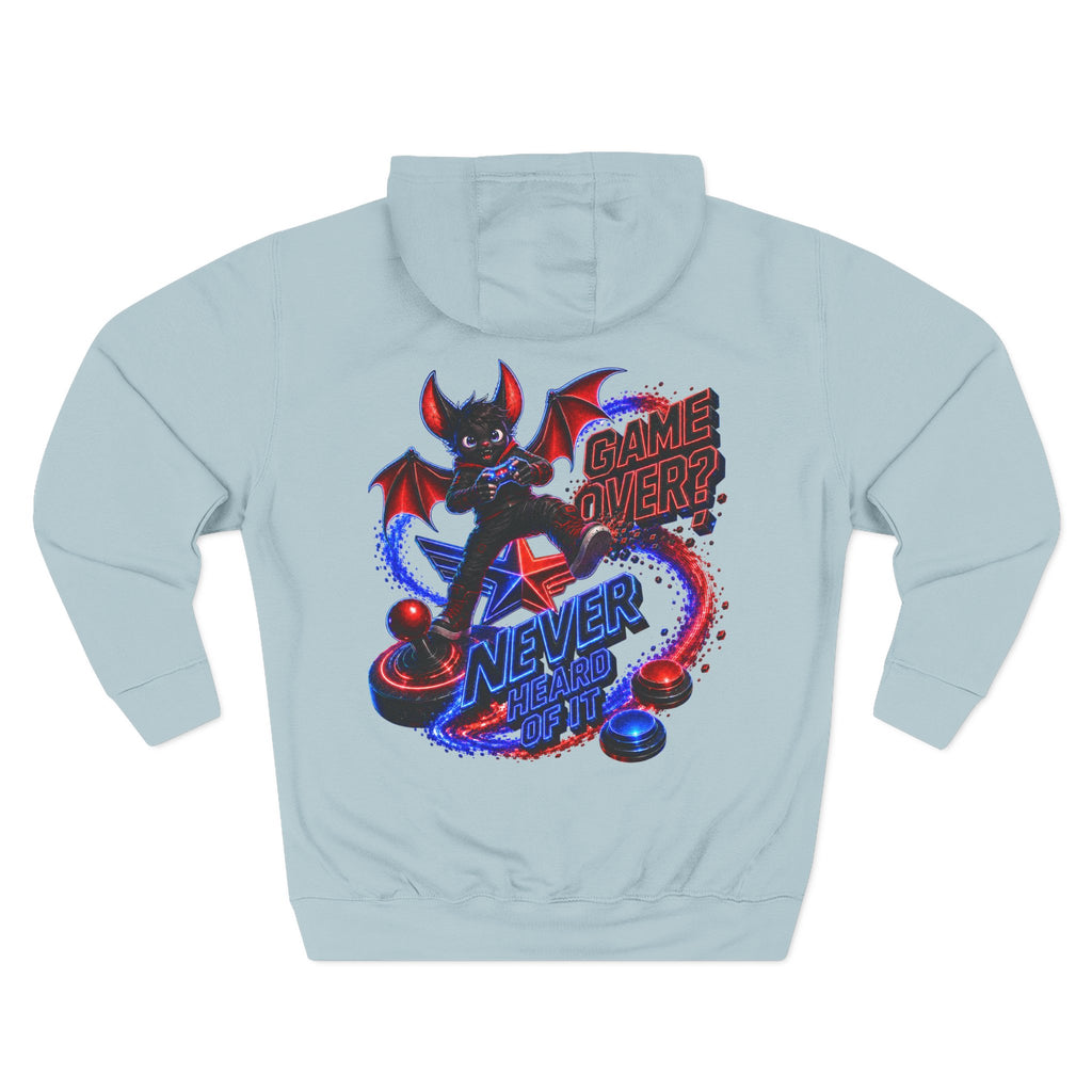 Game Over? Never Heard of It — Midnight Bat Arcade Halloween Hoodie | Adult Unisex