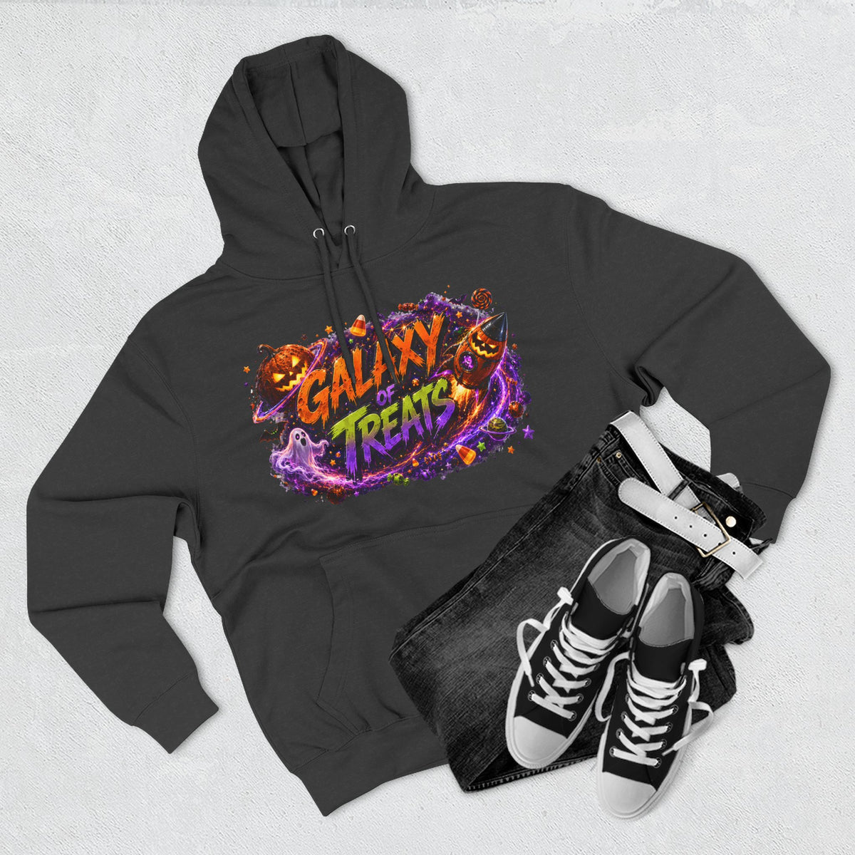 "Galaxy of Treats — Trick or Treat Galaxy Halloween Hoodie | Adult Unisex"
