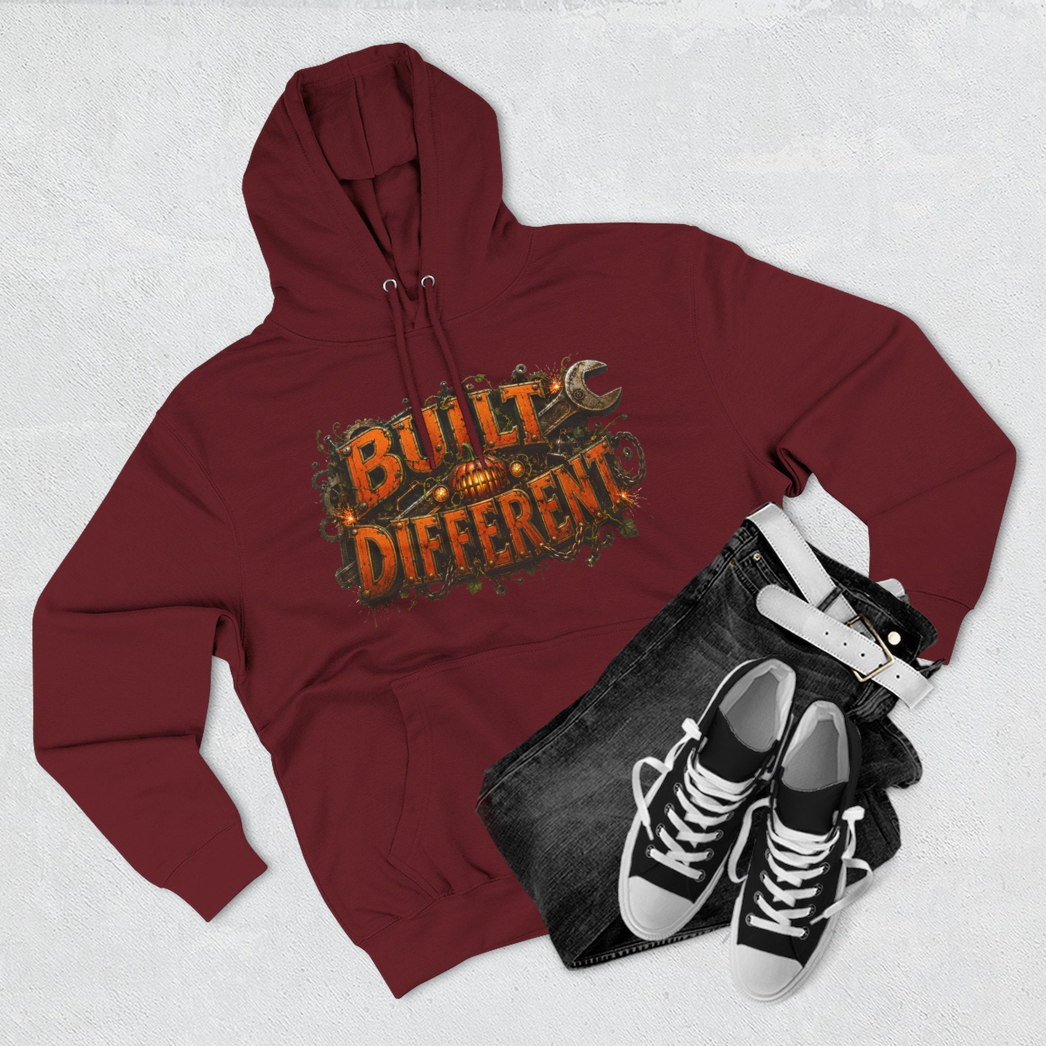 Built Different — Pumpkin Patch Mechanic Halloween Hoodie | Adult Unisex