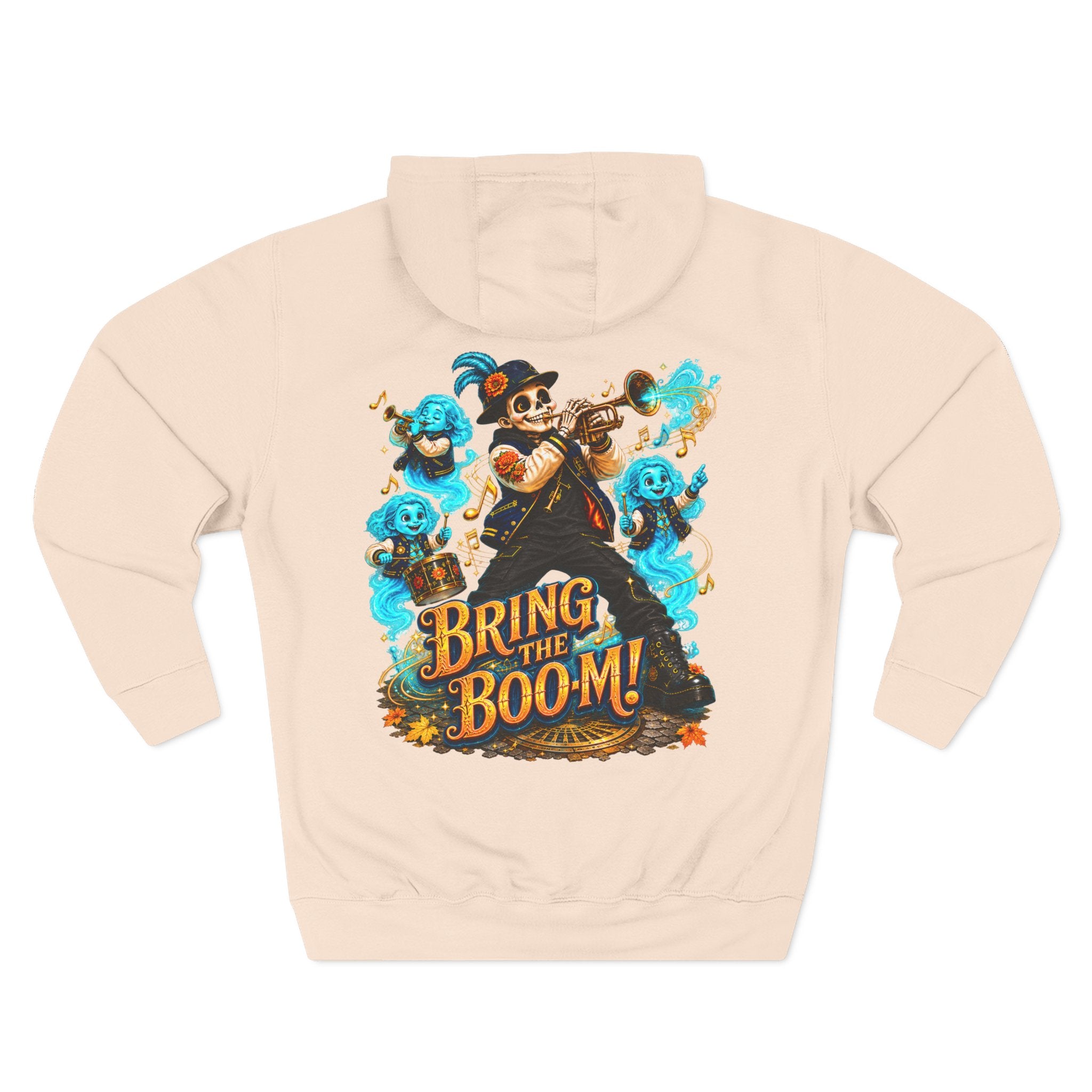 Brass, Boos & Good Vibes — Skeleton Brass Parade Halloween Hoodie | Adult Unisex