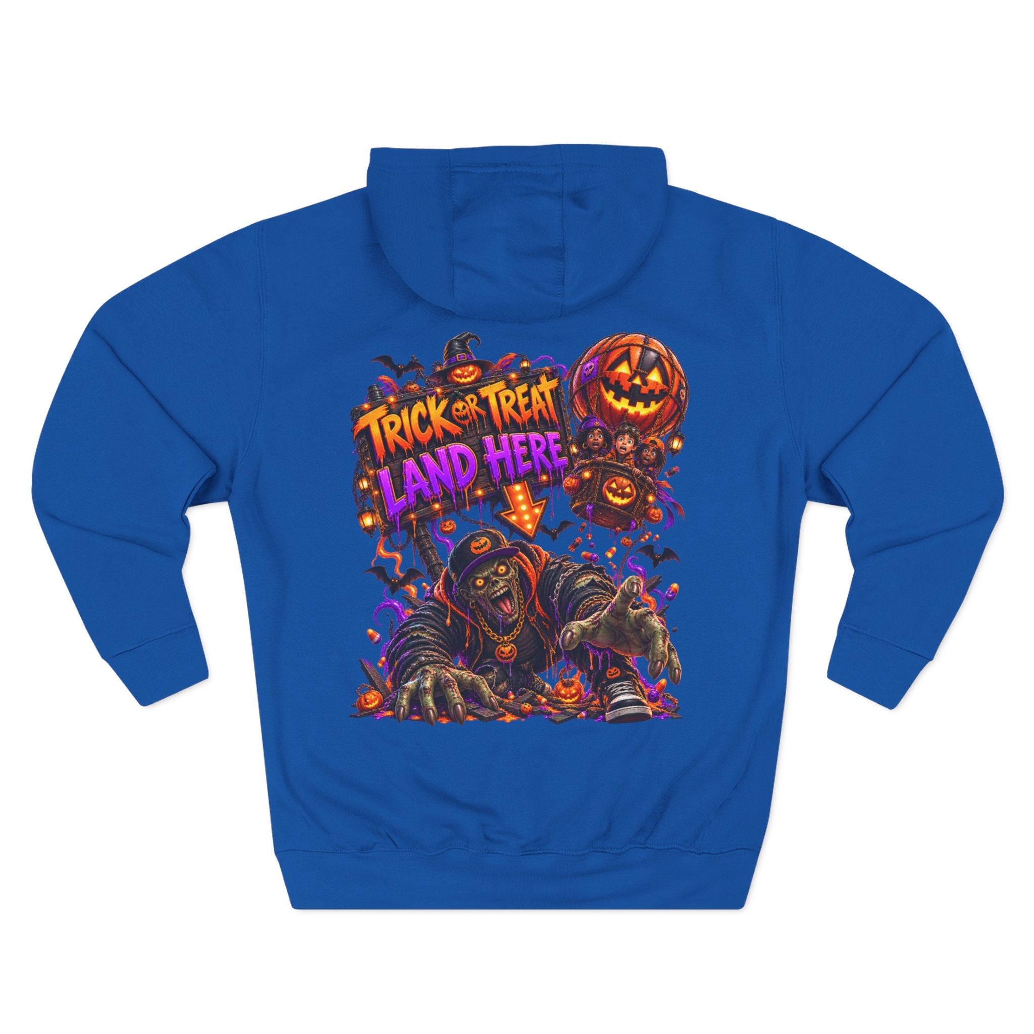 Wrong Place to Land — Candy Corn Sky Captain Halloween Hoodie | Adult Unisex
