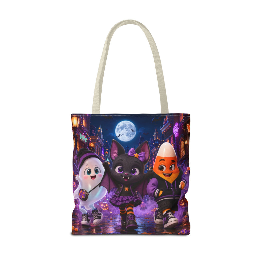 Halloween Tote Bag — Candy Corn, Bat & Ghost Trick-or-Treat Trio
