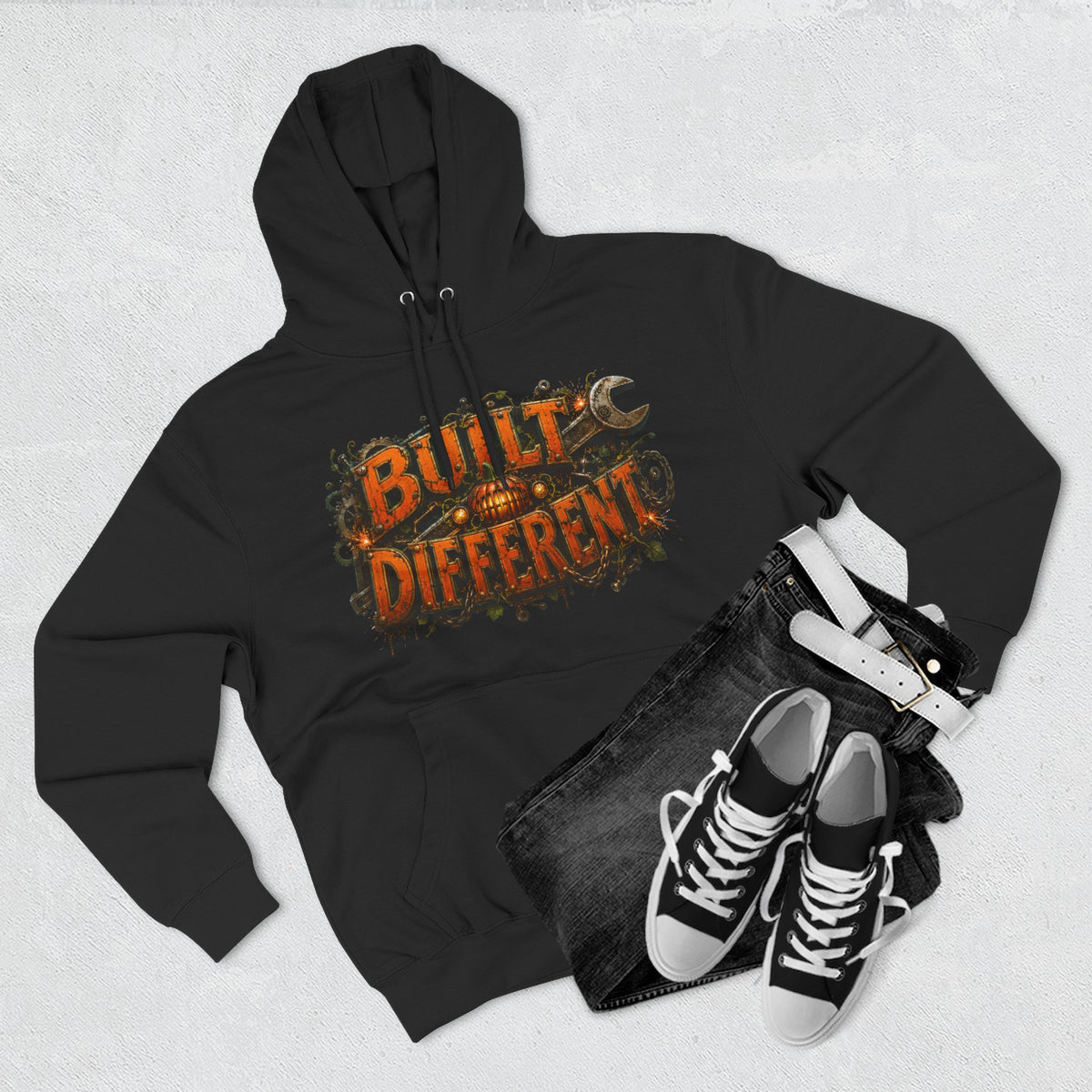 Built Different — Pumpkin Patch Mechanic Halloween Hoodie | Adult Unisex