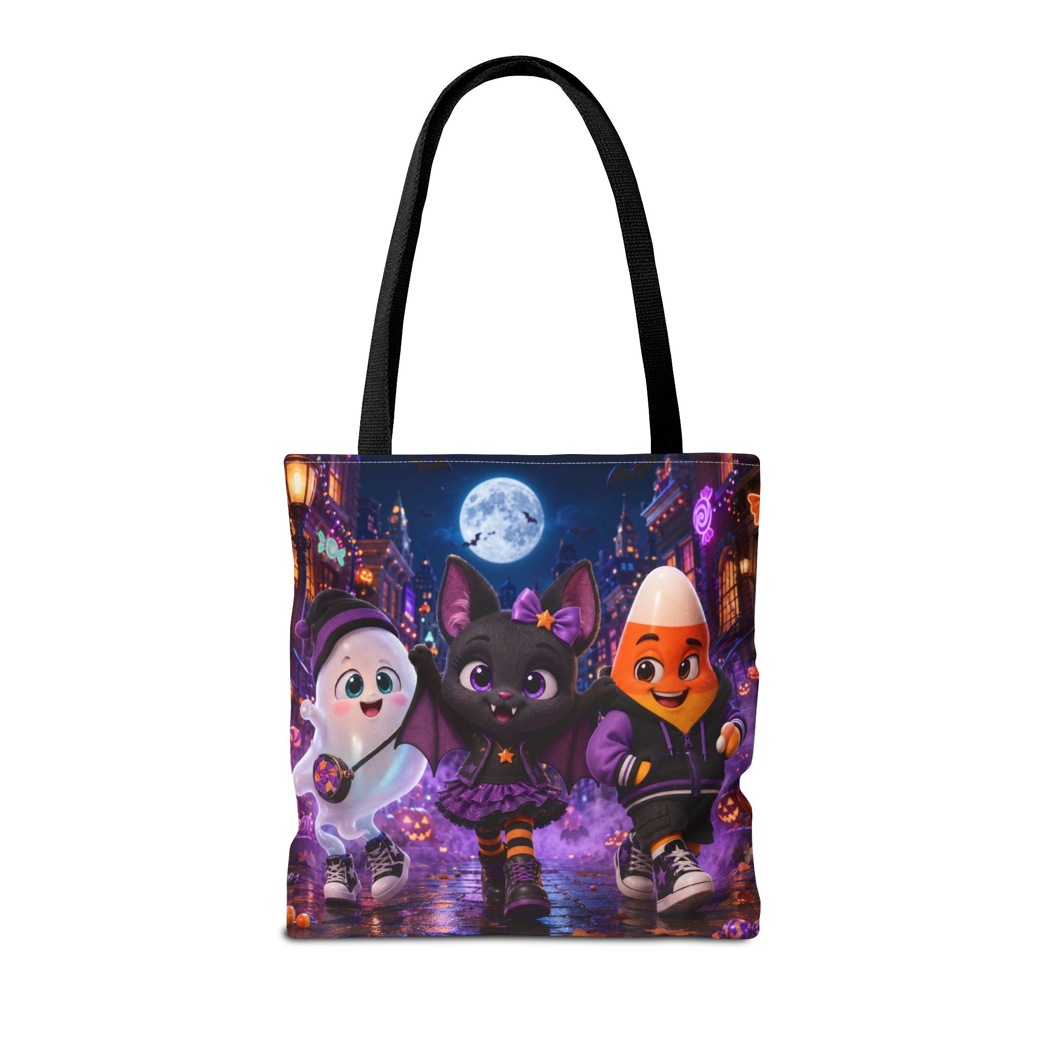 Halloween Tote Bag — Candy Corn, Bat & Ghost Trick-or-Treat Trio