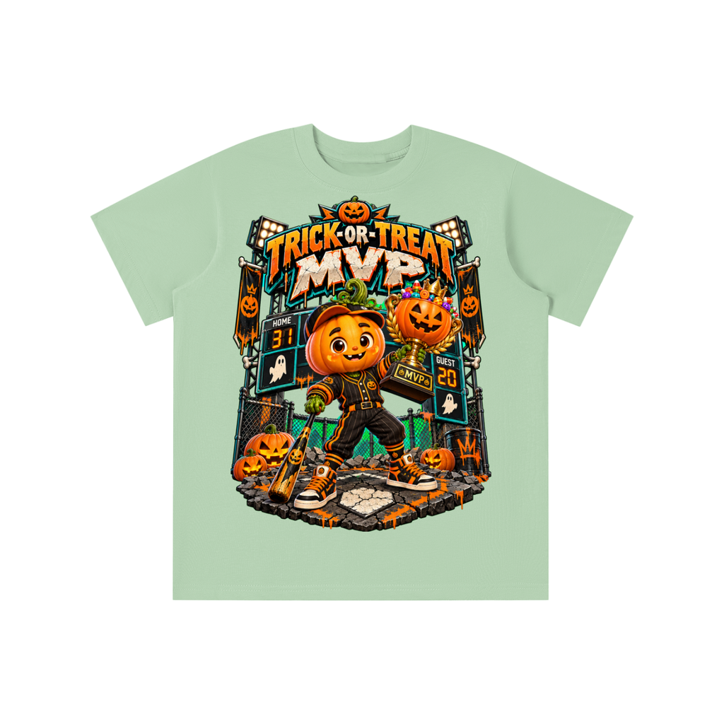 Halloween Pumpkin Sports Graphic T-Shirt - Trick-or-Treat MVP - Youth Unisex Tee
