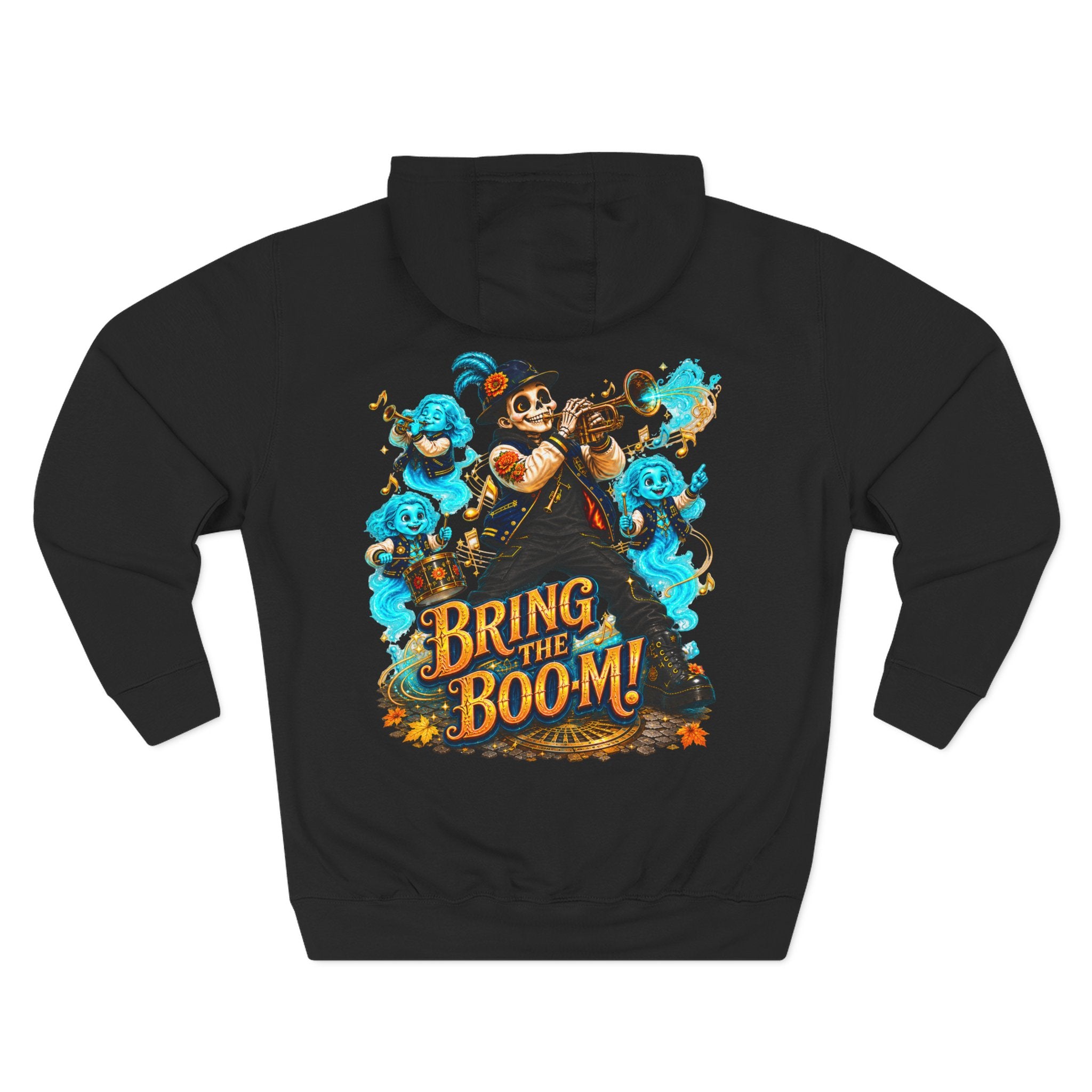 Brass, Boos & Good Vibes — Skeleton Brass Parade Halloween Hoodie | Adult Unisex