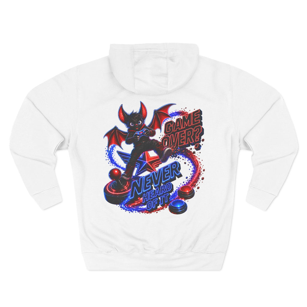 Game Over? Never Heard of It — Midnight Bat Arcade Halloween Hoodie | Adult Unisex