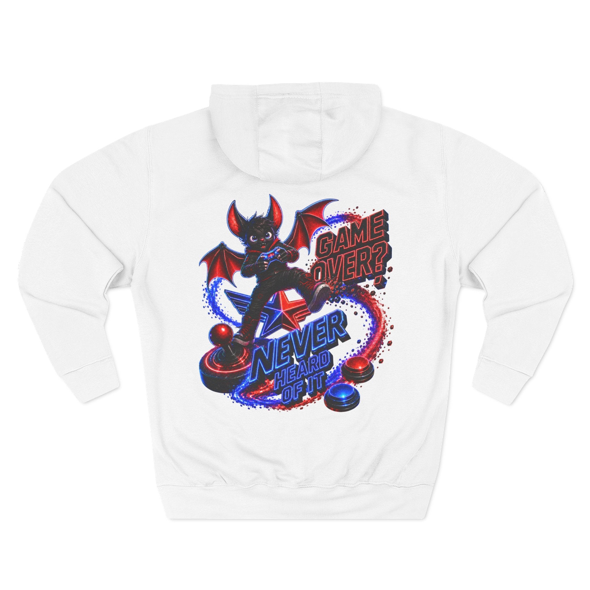Game Over? Never Heard of It — Midnight Bat Arcade Halloween Hoodie | Adult Unisex