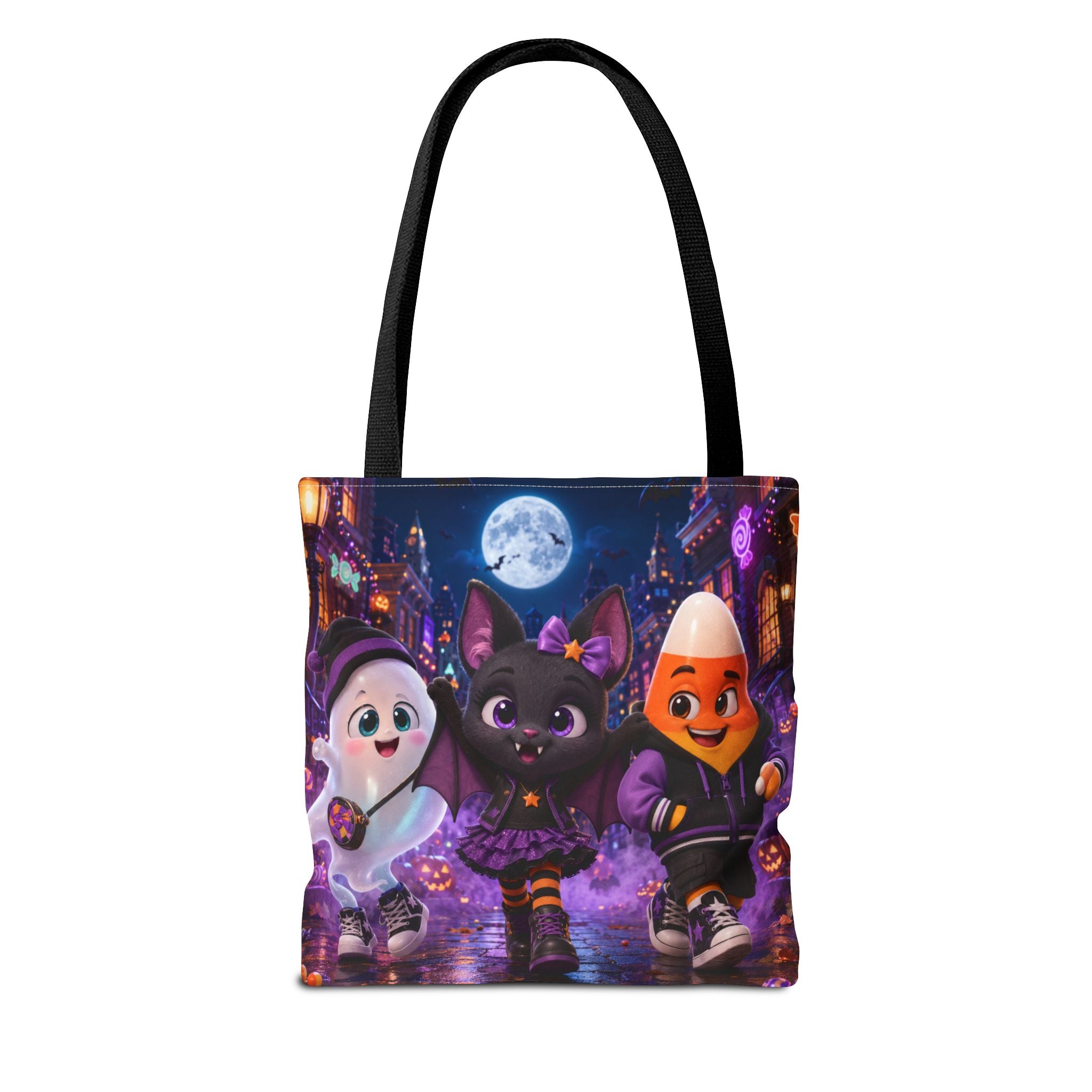 Halloween Tote Bag — Candy Corn, Bat & Ghost Trick-or-Treat Trio