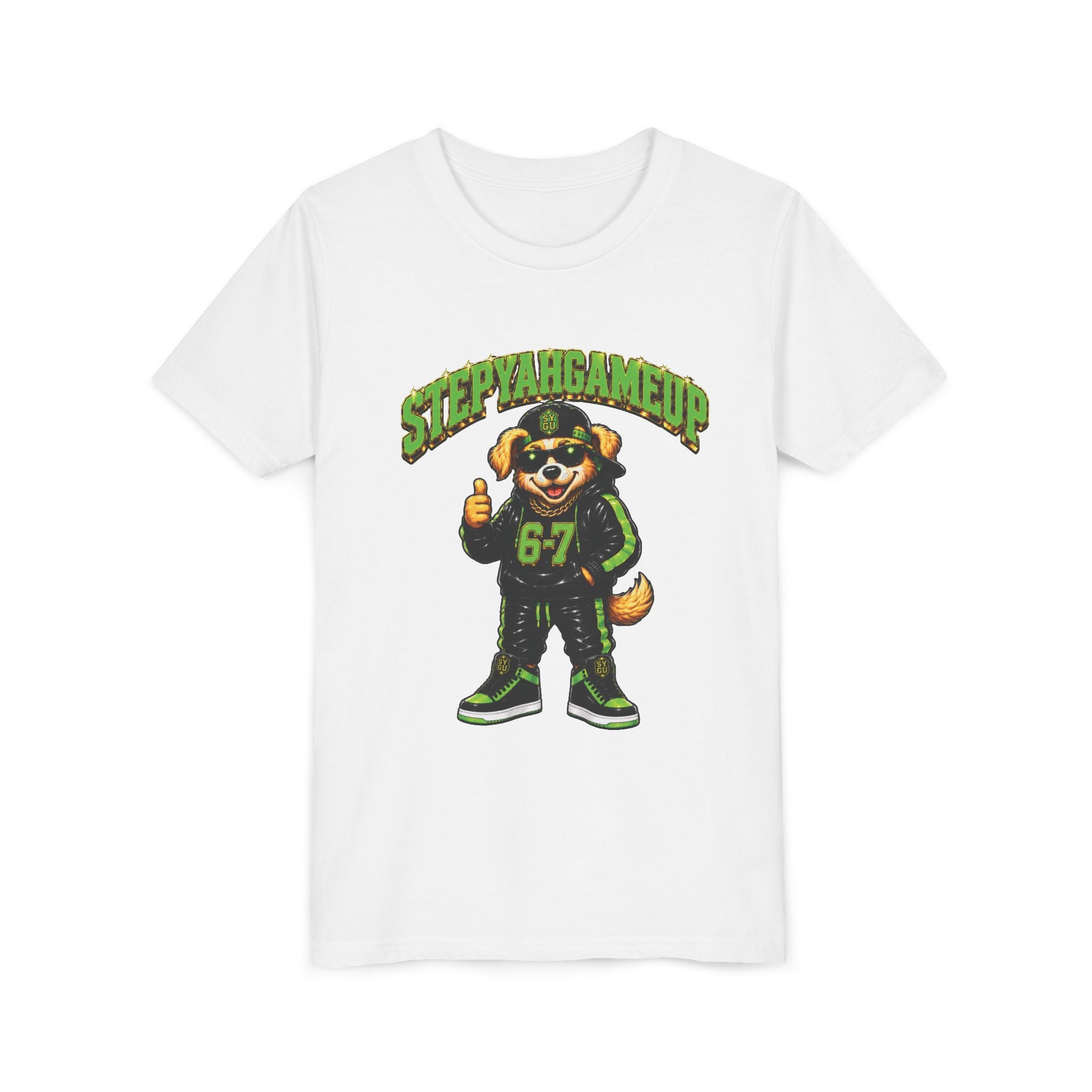 StepYahGameUp — SYGU Dog | 6-7 Green Edition | Unisex Youth Tee