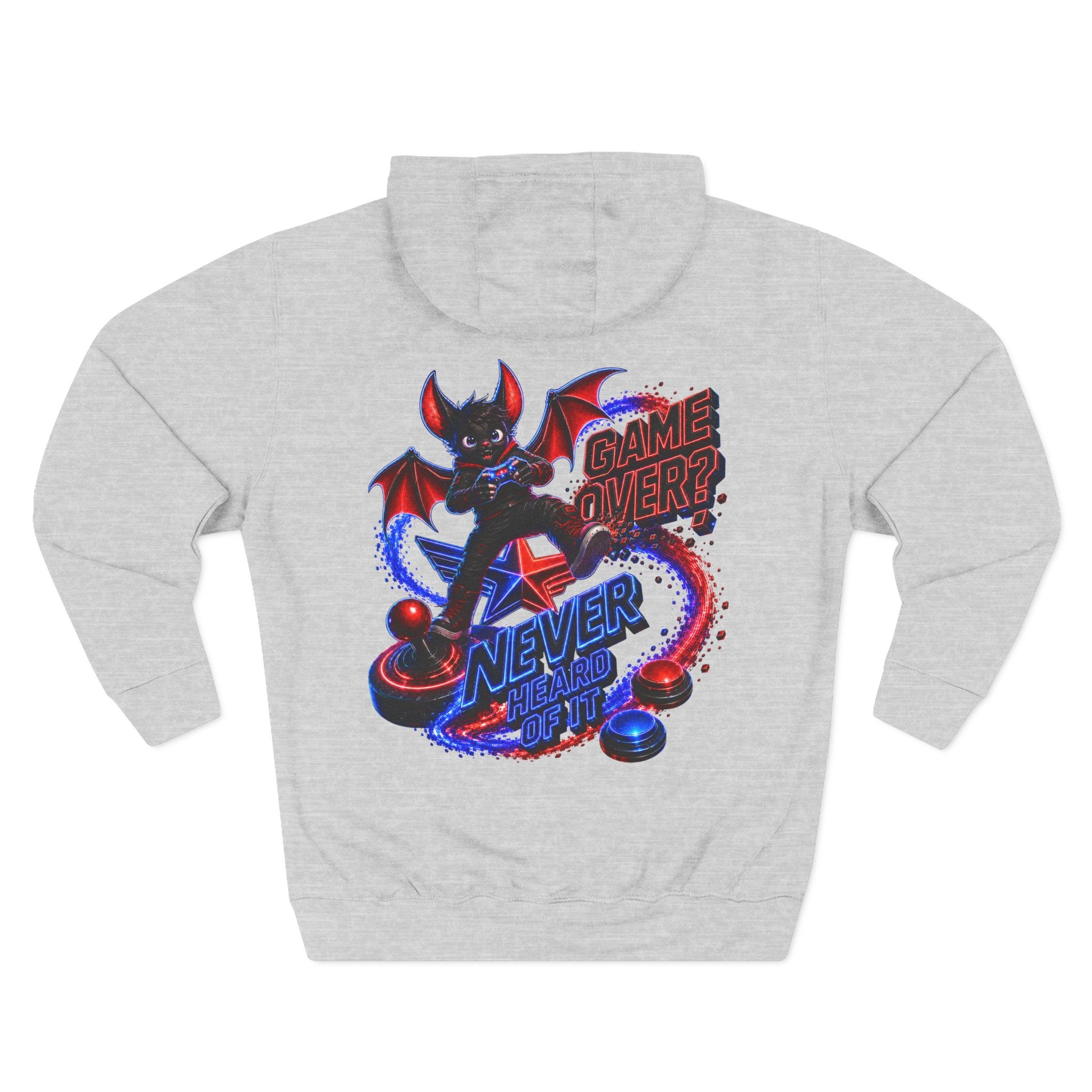 Game Over? Never Heard of It — Midnight Bat Arcade Halloween Hoodie | Adult Unisex