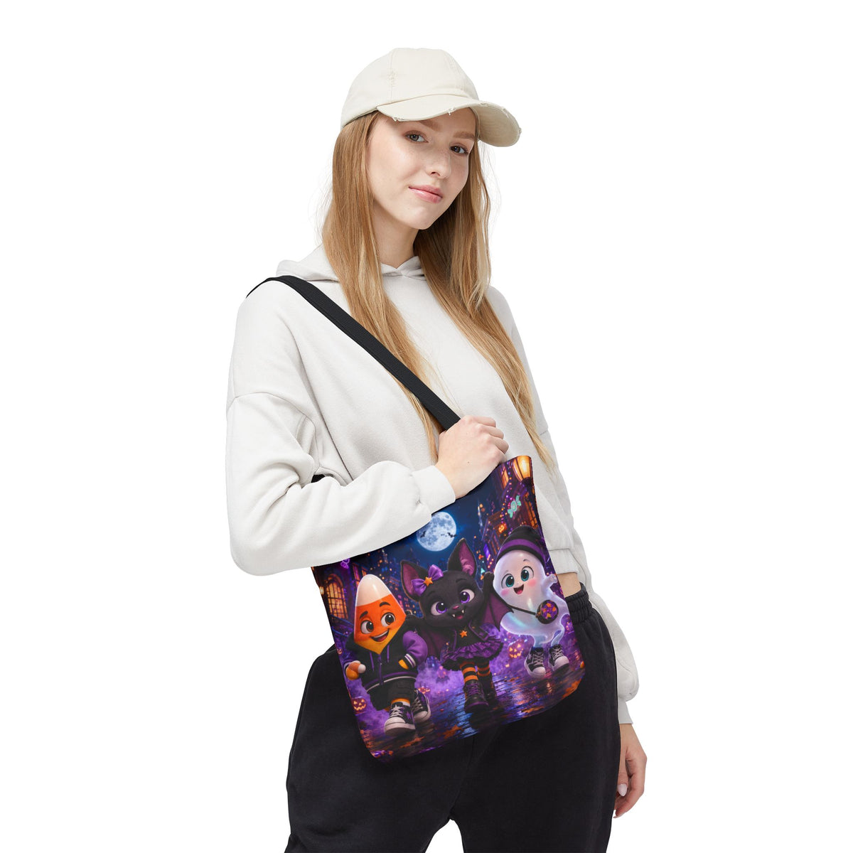 Halloween Tote Bag — Candy Corn, Bat & Ghost Trick-or-Treat Trio