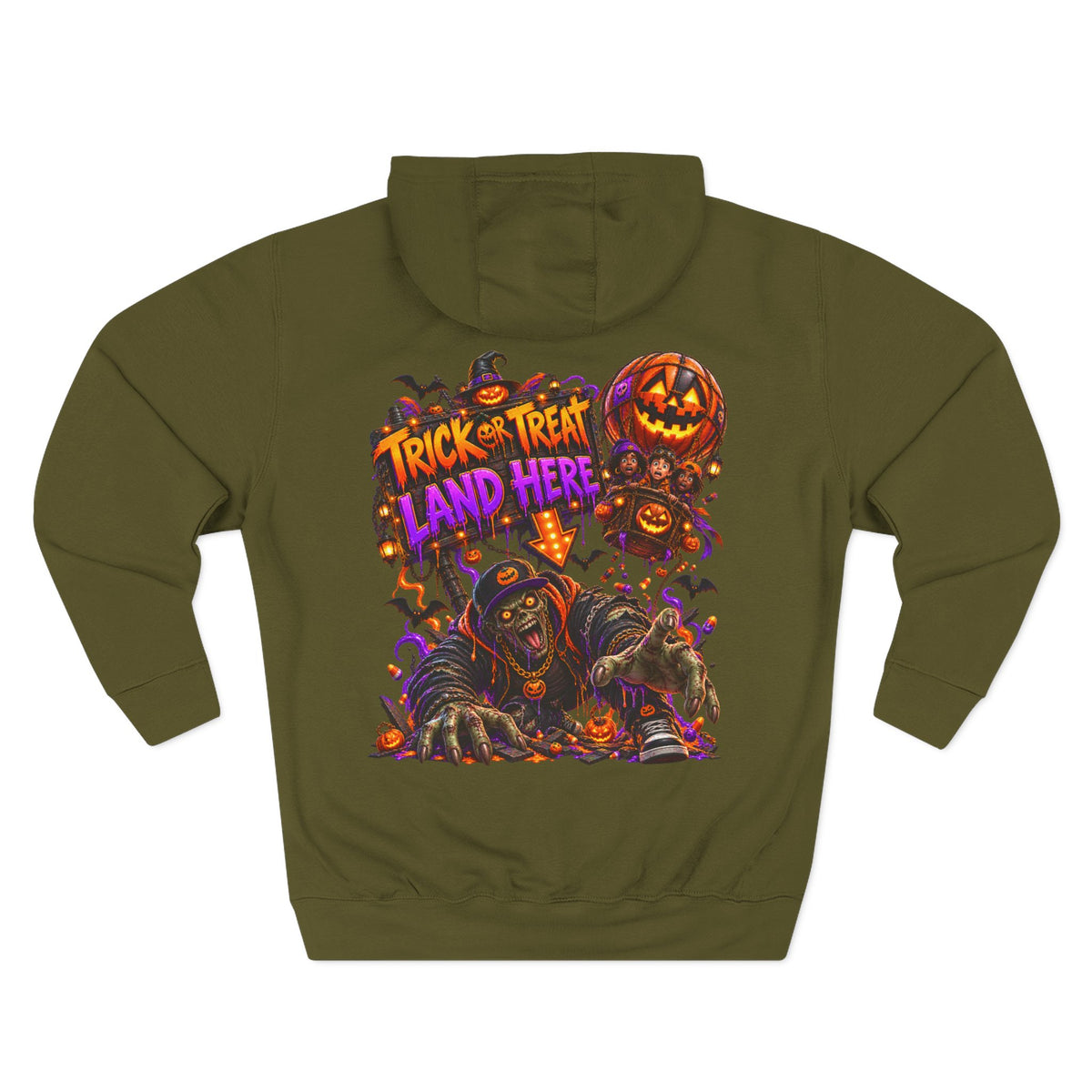 Wrong Place to Land — Candy Corn Sky Captain Halloween Hoodie | Adult Unisex