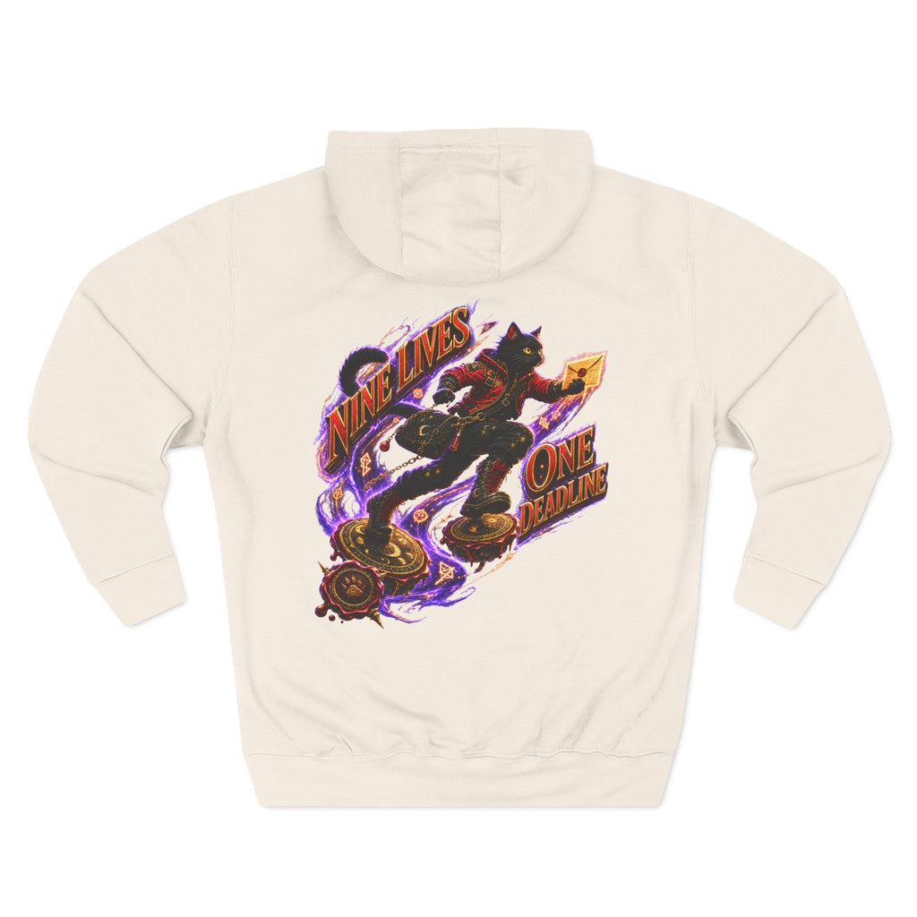 Nine Lives, One Deadline — Black Cat Spell Runner Halloween Hoodie | Adult Unisex