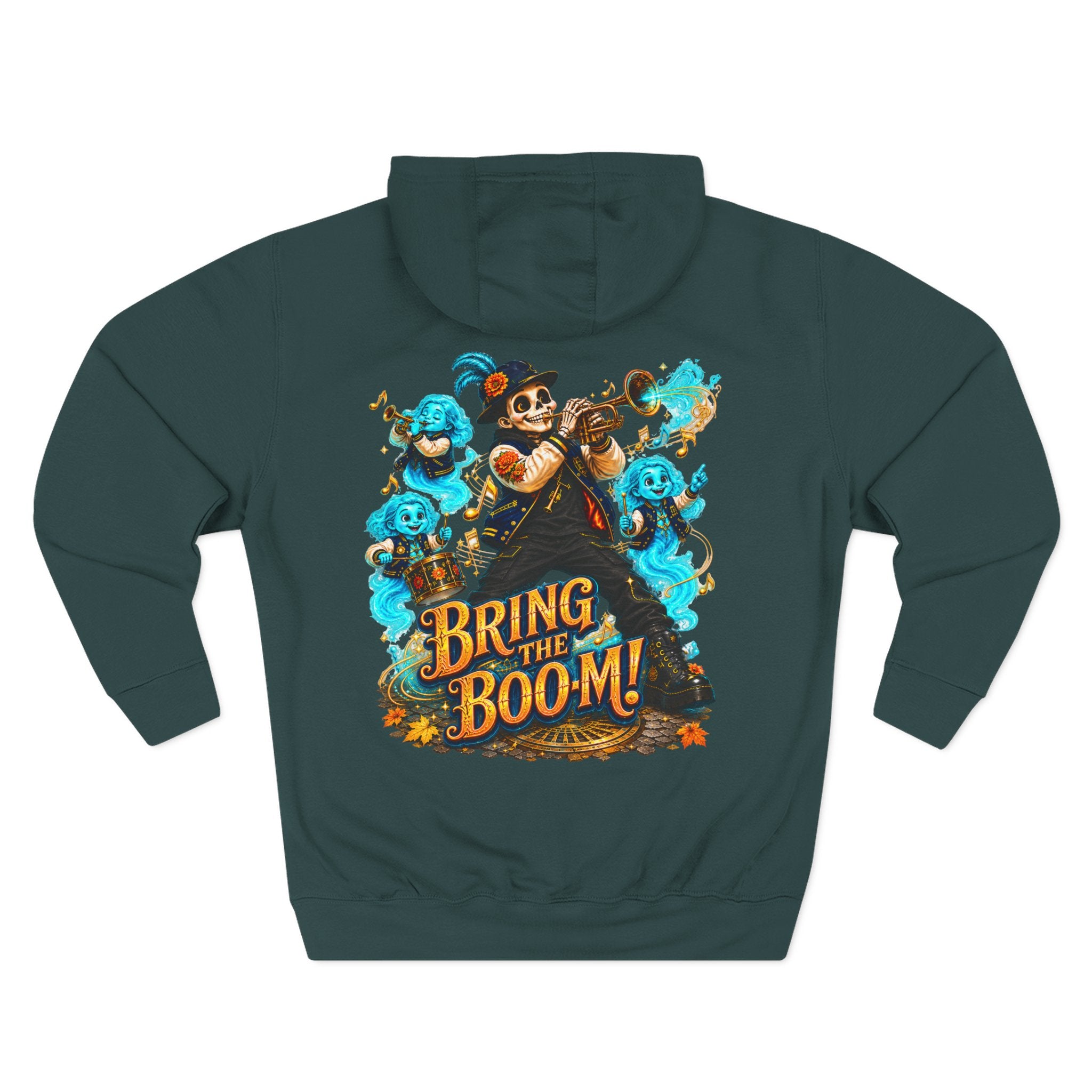 Brass, Boos & Good Vibes — Skeleton Brass Parade Halloween Hoodie | Adult Unisex