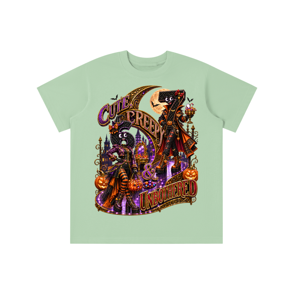 6-7 Street Mode™ Halloween Graphic T-Shirt - Cute, Creepy & Unbothered - Youth Unisex Tee