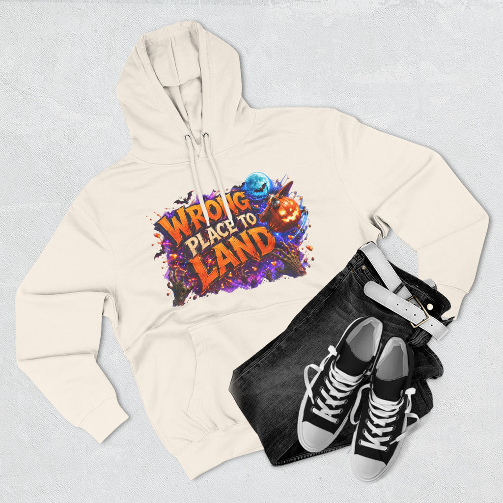 Wrong Place to Land — Candy Corn Sky Captain Halloween Hoodie | Adult Unisex