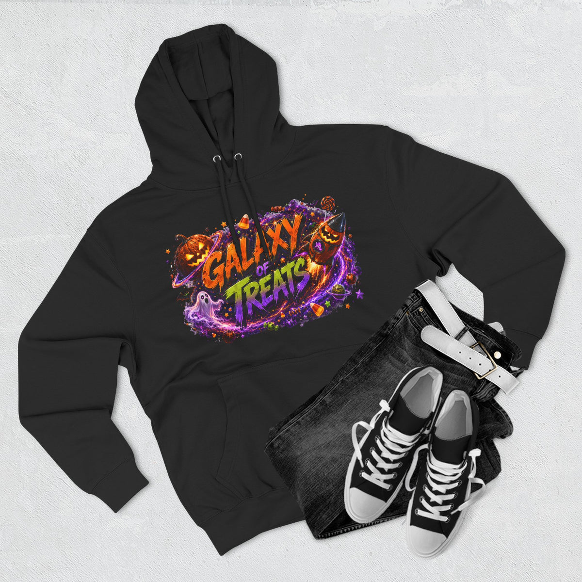 "Galaxy of Treats — Trick or Treat Galaxy Halloween Hoodie | Adult Unisex"