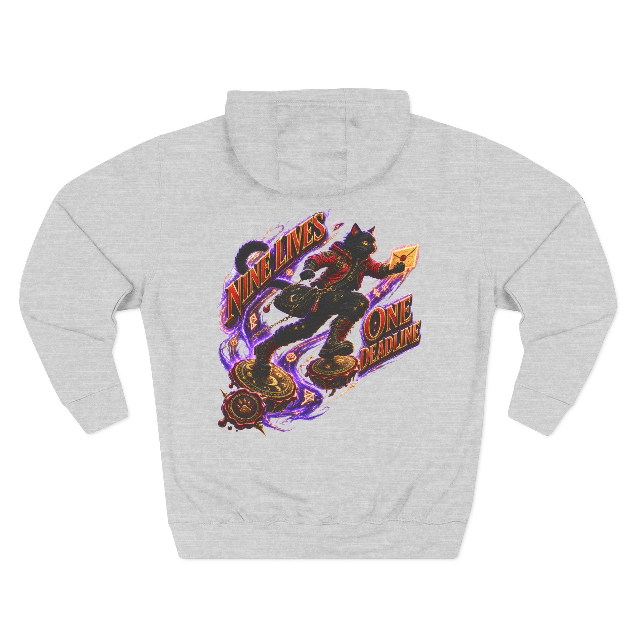 Nine Lives, One Deadline — Black Cat Spell Runner Halloween Hoodie | Adult Unisex