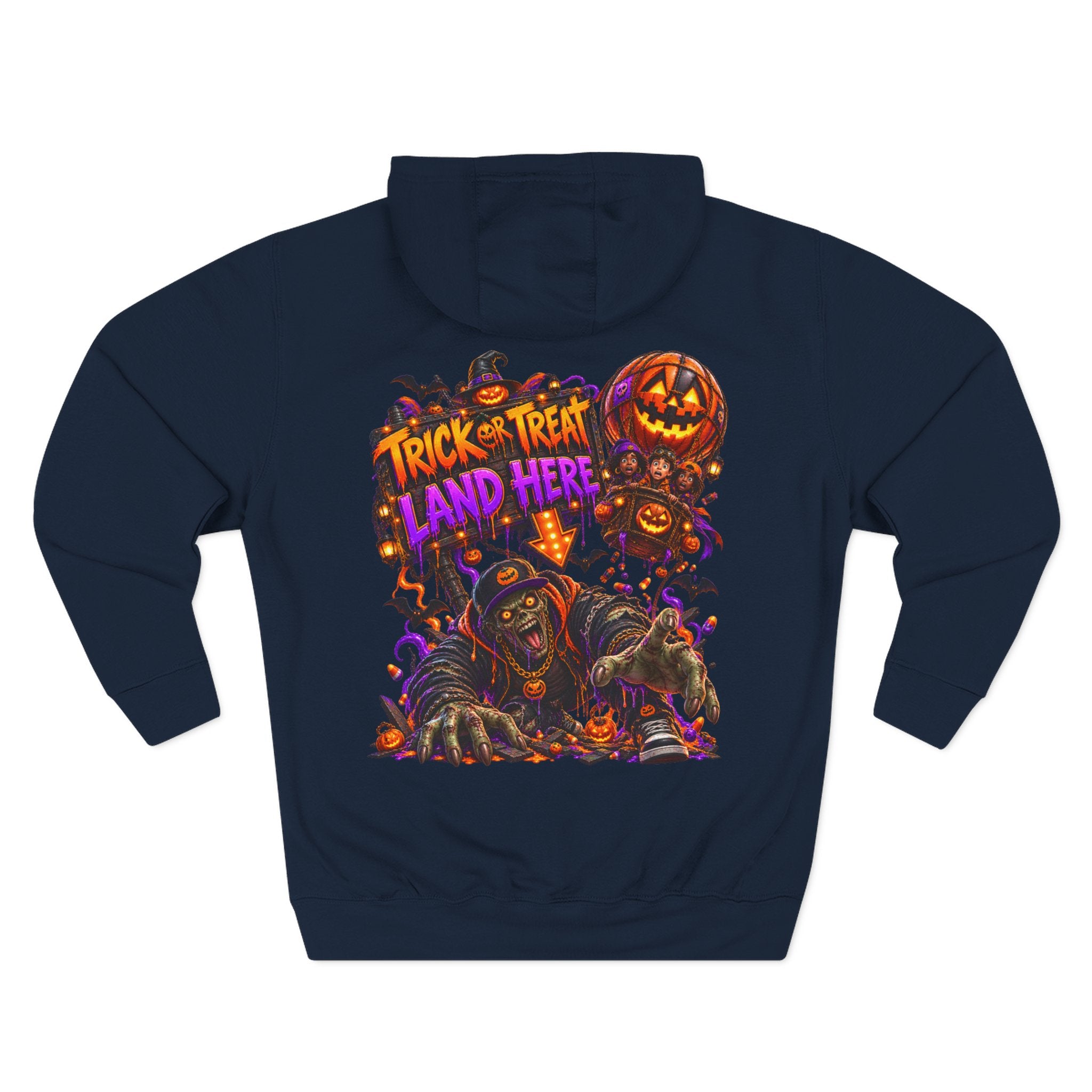 Wrong Place to Land — Candy Corn Sky Captain Halloween Hoodie | Adult Unisex