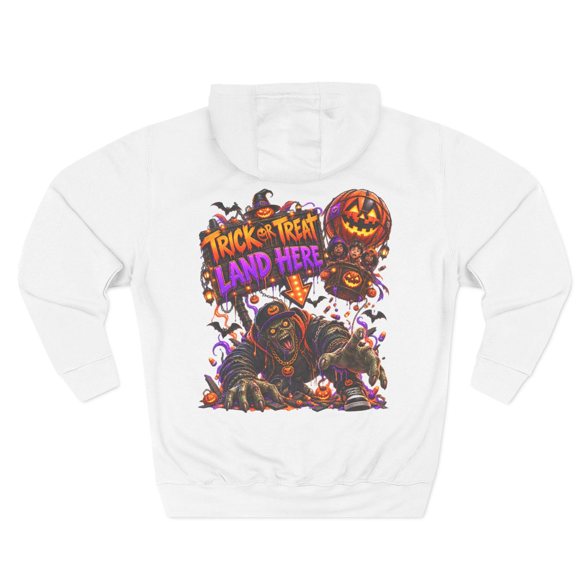 Wrong Place to Land — Candy Corn Sky Captain Halloween Hoodie | Adult Unisex