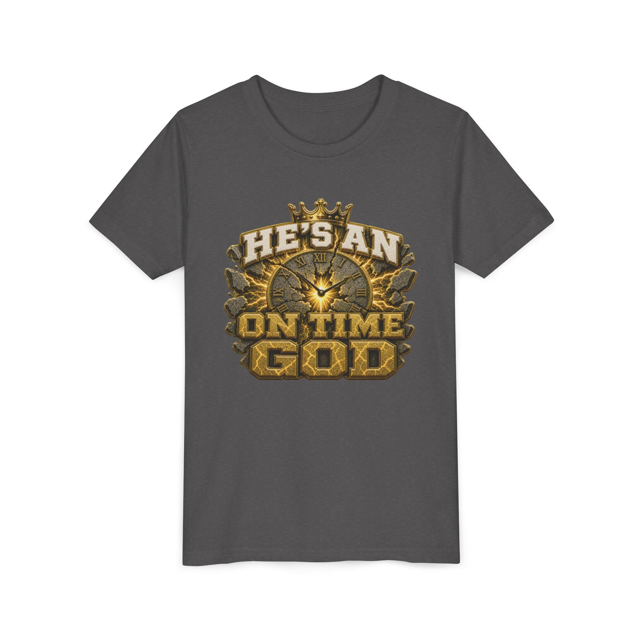 Walk By Faith ✝️ — He's An On Time God | Unisex Youth Tee