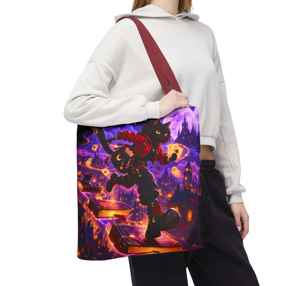 Halloween Tote Bag — Black Cat Spell Runner