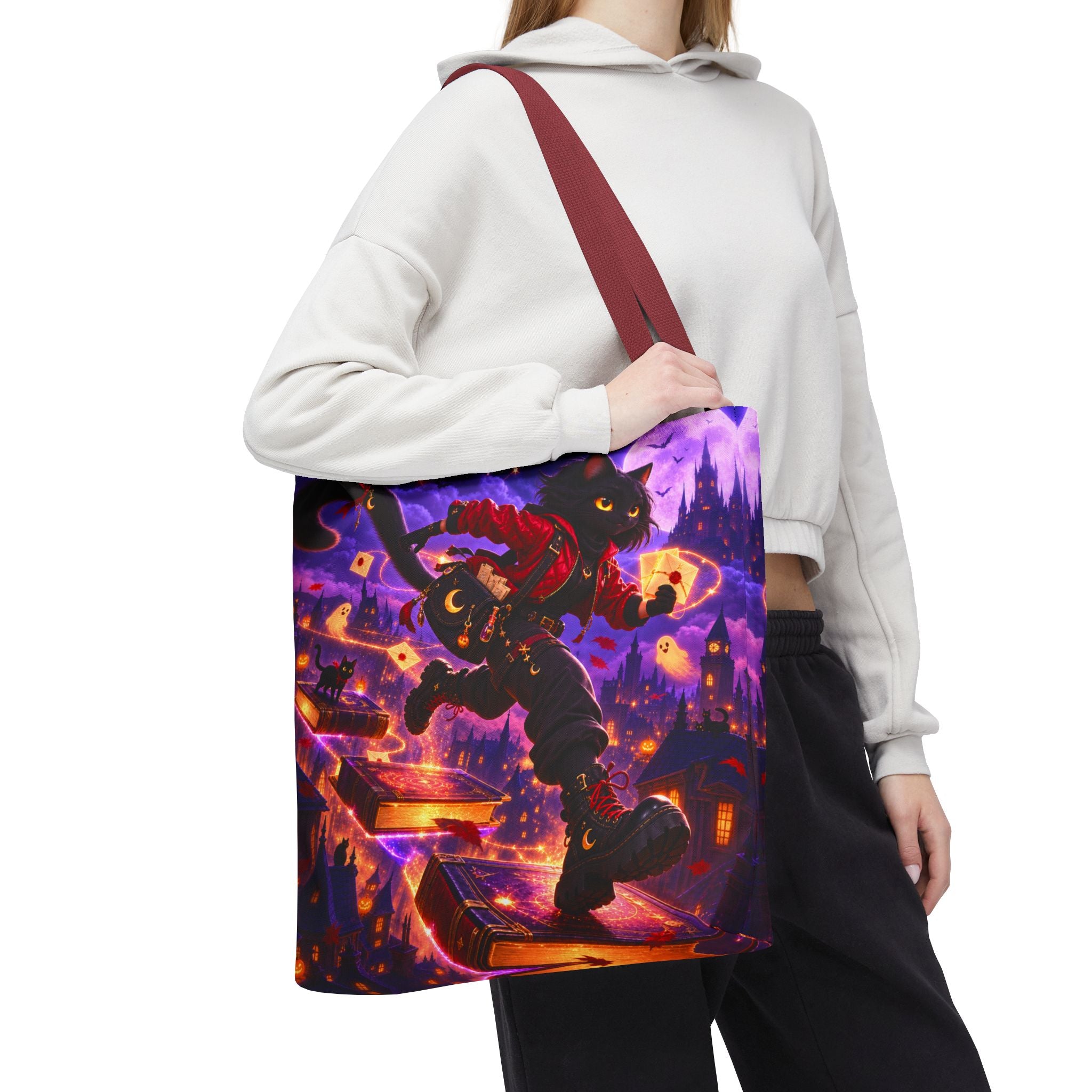 Halloween Tote Bag — Black Cat Spell Runner