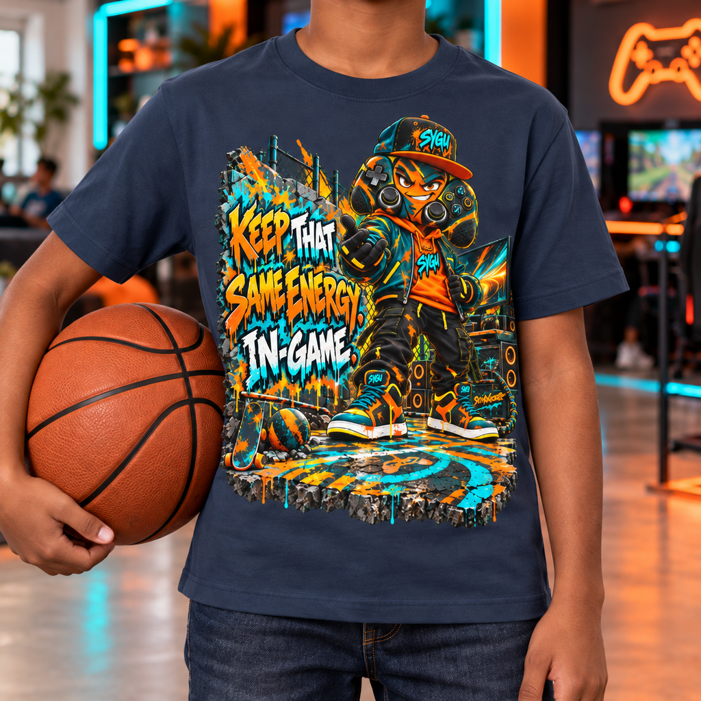 StepYahGameUp™ Keep That Same Energy In Game Graphic T-Shirt - Youth Unisex Tee