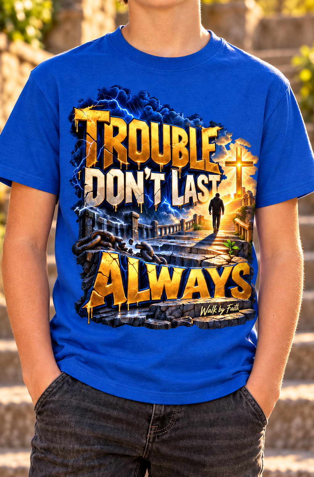 Walk by Faith™ Trouble Don’t Last Always Graphic T-Shirt - Youth Unisex Tee