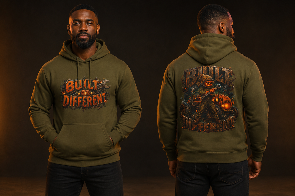 Built Different — Pumpkin Patch Mechanic Halloween Hoodie | Adult Unisex