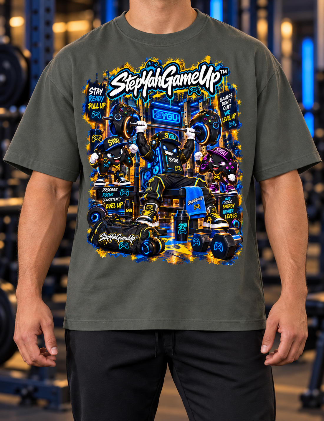 StepYahGameUp™ Stay Ready Pull Up Oversized Graphic T-Shirt - Unisex