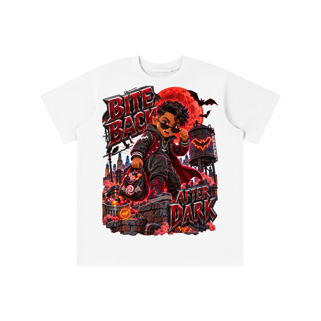 Halloween Vampire Kid Graphic T-Shirt - Bite Back After Dark - Youth Unisex Tee