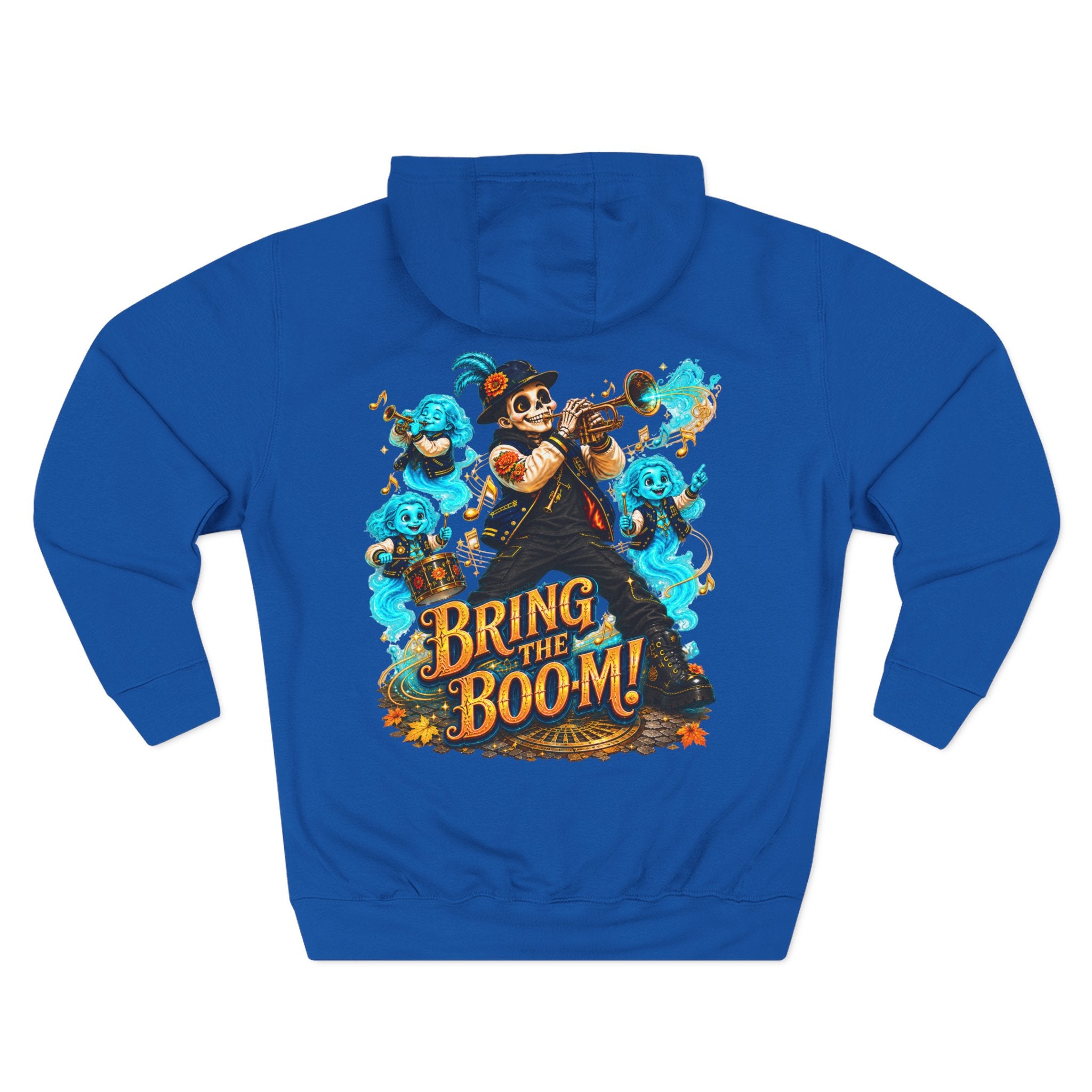 Brass, Boos & Good Vibes — Skeleton Brass Parade Halloween Hoodie | Adult Unisex