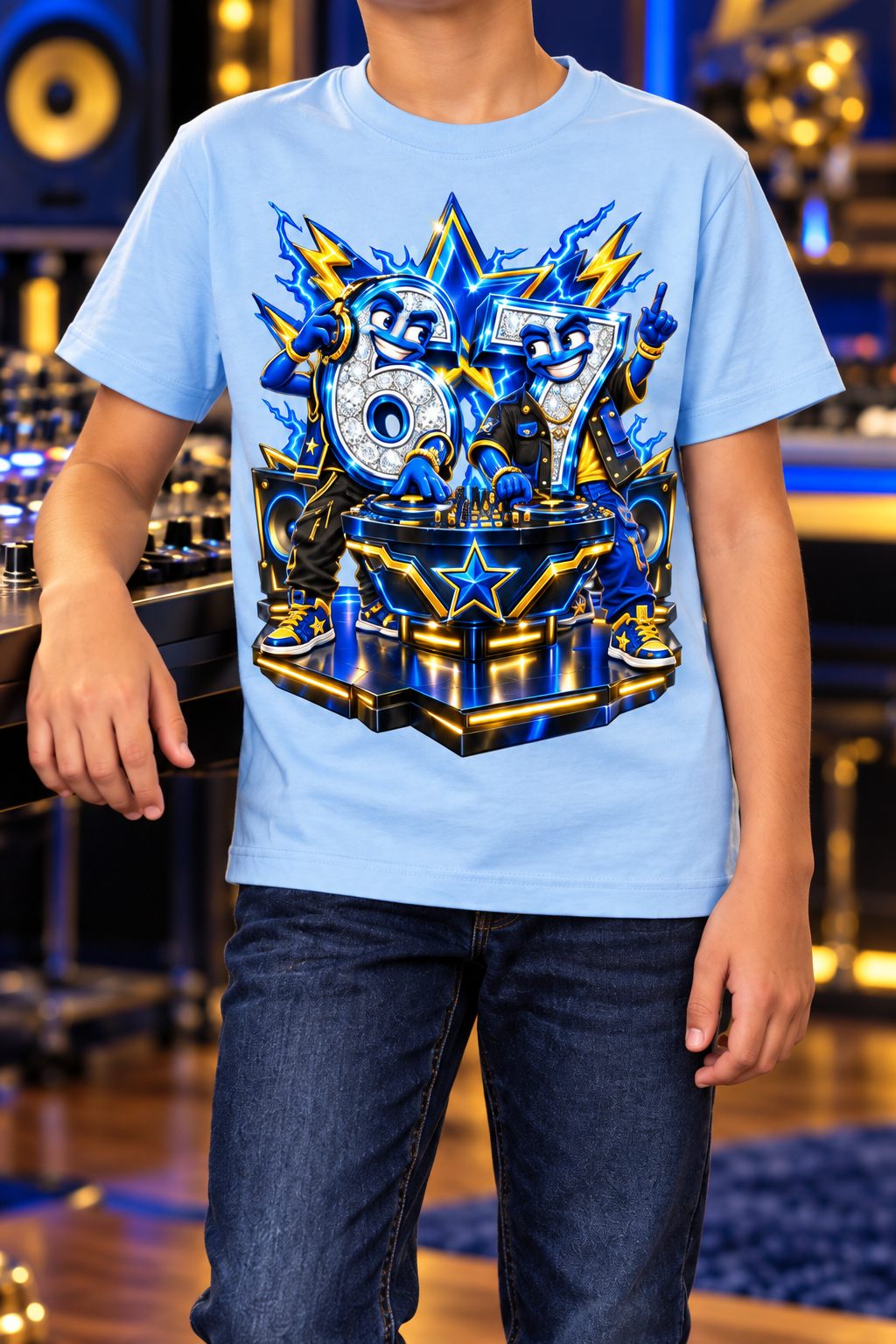 6-7 Street Mode™ Turn Up the Numbers DJ Graphic T-Shirt - Youth Unisex Tee
