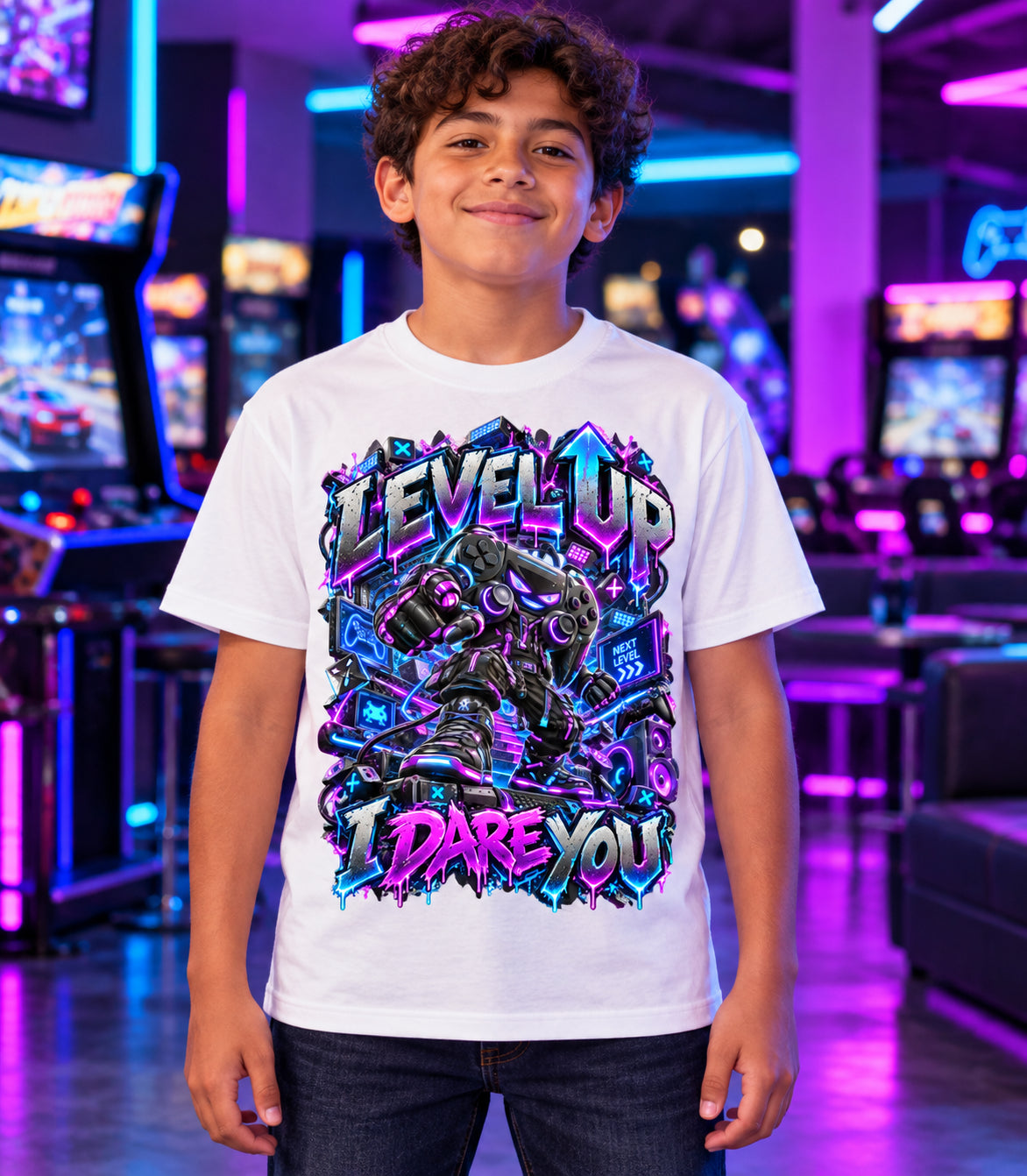 StepYahGameUp™ Level Up I Dare You Graphic T-Shirt - Youth Unisex Tee