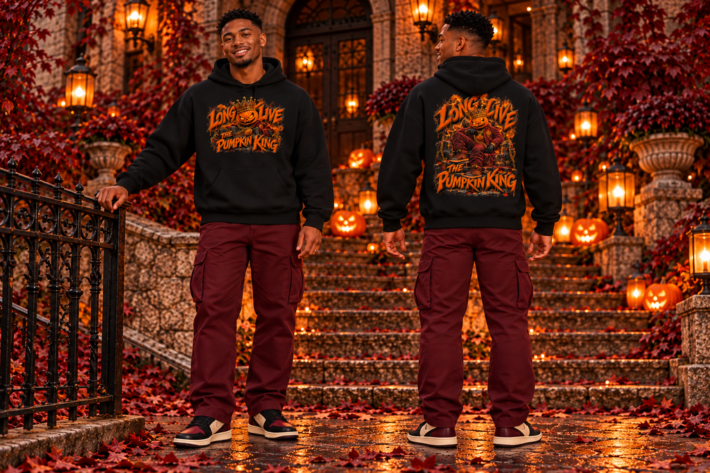 Halloween Pumpkin King Front & Back Graphic Hoodie - Long Live the Pumpkin King - Unisex