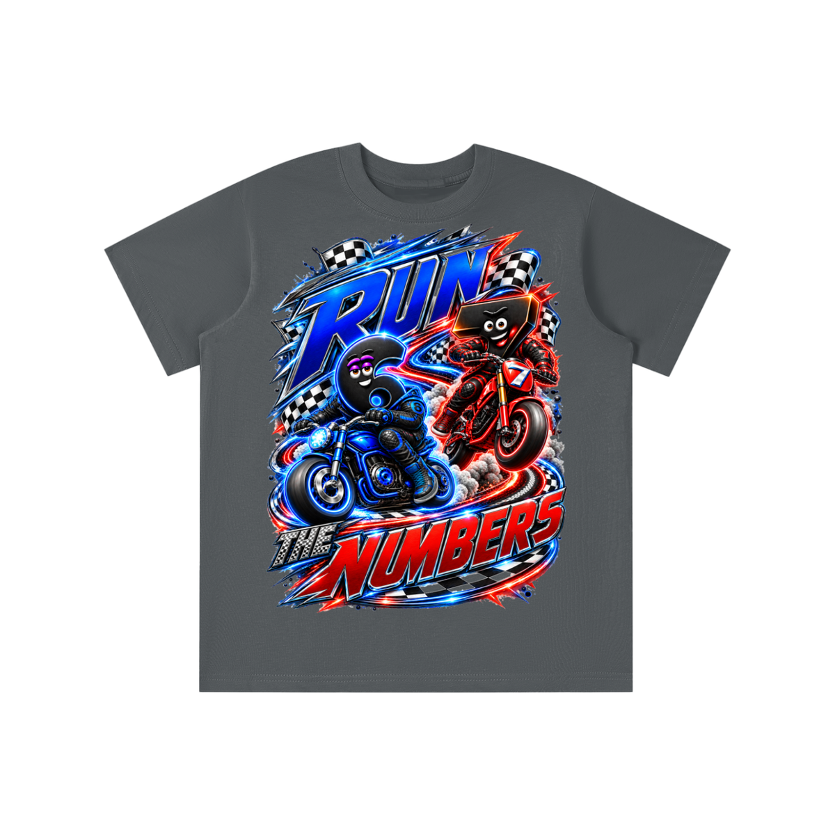 6-7 Street Mode™ Motorcycle Graphic T-Shirt - Run the Numbers - Youth Unisex Tee