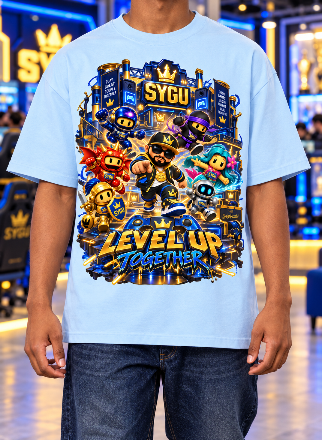 StepYahGameUp™ Level Up Together Oversized Graphic T-Shirt - Unisex