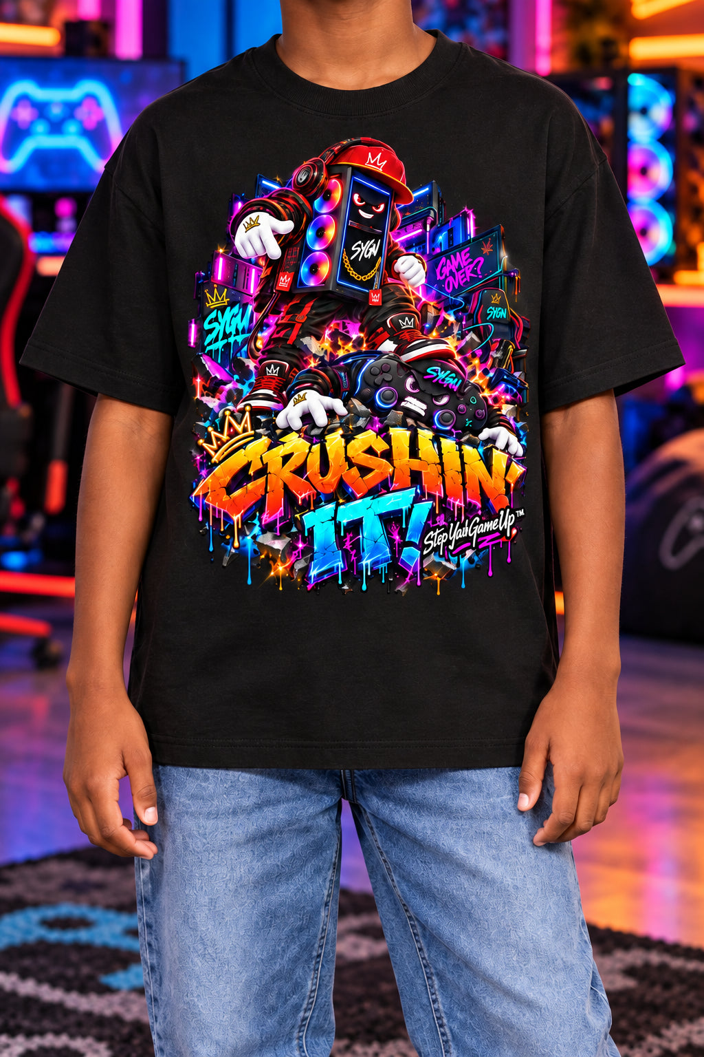 StepYahGameUp™ Crushin’ It! Graphic T-Shirt - Youth Unisex Tee