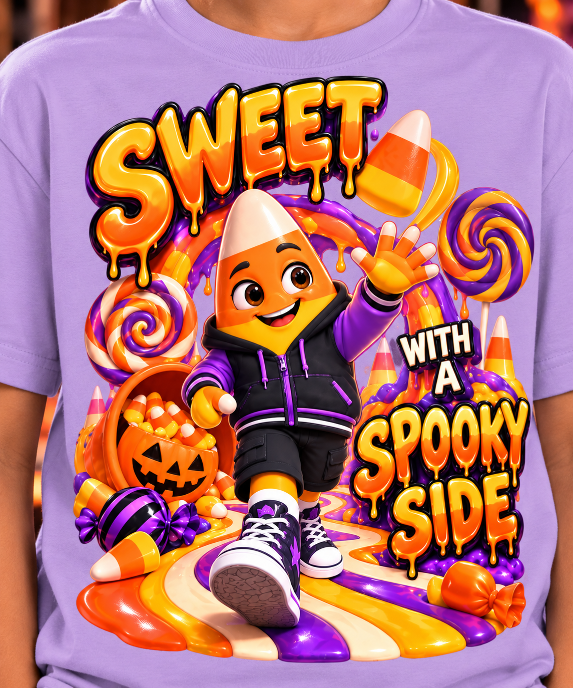 Halloween Candy Corn Graphic T-Shirt - Sweet With a Spooky Side - Youth Unisex Tee