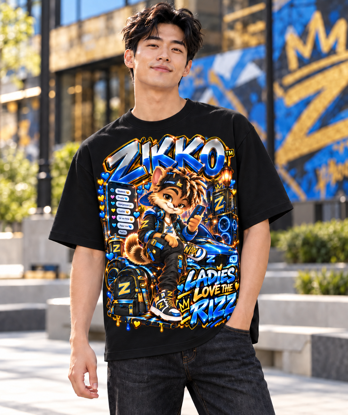 Own Your Vibe™ Zikko™ Ladies Love the Rizz Oversized Graphic T-Shirt - Unisex